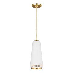 Elstead Lighting Carter 1-flammige Pendelleuchte E27 Mattwei� & Messing