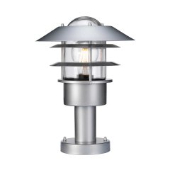 Elstead Lighting Helsingor Sockelleuchte Silber aus Edelstahl IP44 E27 f�r Au�enbereich