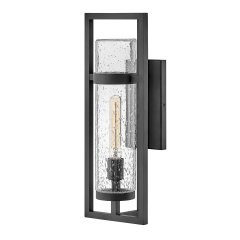 Elstead Lighting Cordillera Au�enwandleuchte mittel E27 in Schwarz mit Saatglas