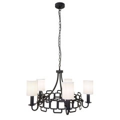 Elstead Lighting Sabina Kronleuchter 717mm Schwarz 5-flammig E14 mit Polycotton-Schirmen