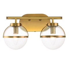 Elstead Lighting Hollis Wandleuchte 2-flammig Messing antik Blasenglas IP44