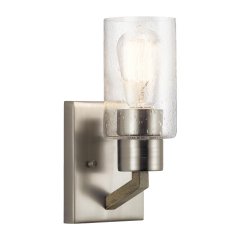 Elstead Lighting Kichler Deryn 1-flammige Wandleuchte E27 Antikgrau mit Strukturglas