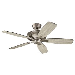 Elstead Lighting Monarch II Deckenventilator 132 cm in Antik-Zinn geb�rstet