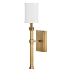 Elstead Lighting Moore Wandleuchte 1-flammig Messing antik Leinenschirm