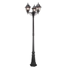 Elstead Lighting Norfolk 3-flammige Au�en-Laterne Schwarz aus Aluminium mit Bleiglas