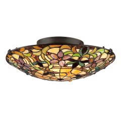 Elstead Lighting Kami Deckenleuchte 2-flammig Vintage Bronze Tiffany Glas
