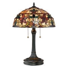 Elstead Lighting Quoizel Kami Tischleuchte 2-flammig Vintage Bronze Tiffany Glas E27