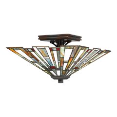 Elstead Lighting Maybeck Deckenleuchte 2-flammig Bronze Tiffany-Glas