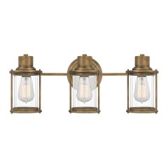 Elstead Lighting Quoizel Riggs Wandleuchte 3-flammig gealtertes Messing IP44 E27