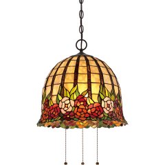 Elstead Lighting Quoizel Rosecliffe Pendelleuchte 3-flammig Imperial Bronze Tiffany Glas E27