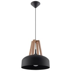 Sollux Lighting Pendelleuchte CASCO E27 schwarz/naturfarbenes Holz