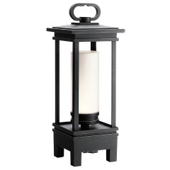 Elstead Lighting South Hope Bluetooth-Laterne IP44 EU-Stecker in Rubbed Bronze Aluminium Glas