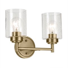 Elstead Lighting Winslow Wandleuchte 2-flammig Naturmessing Blasenglas