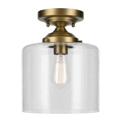 Elstead Lighting Winslow Semi-Flush Deckenleuchte Naturmessing Blasenglas