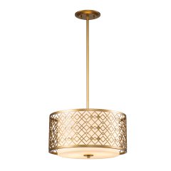 Elstead Lighting Ziggy Medium Pendelleuchte 2-flammig E27 Gold / Opalglas